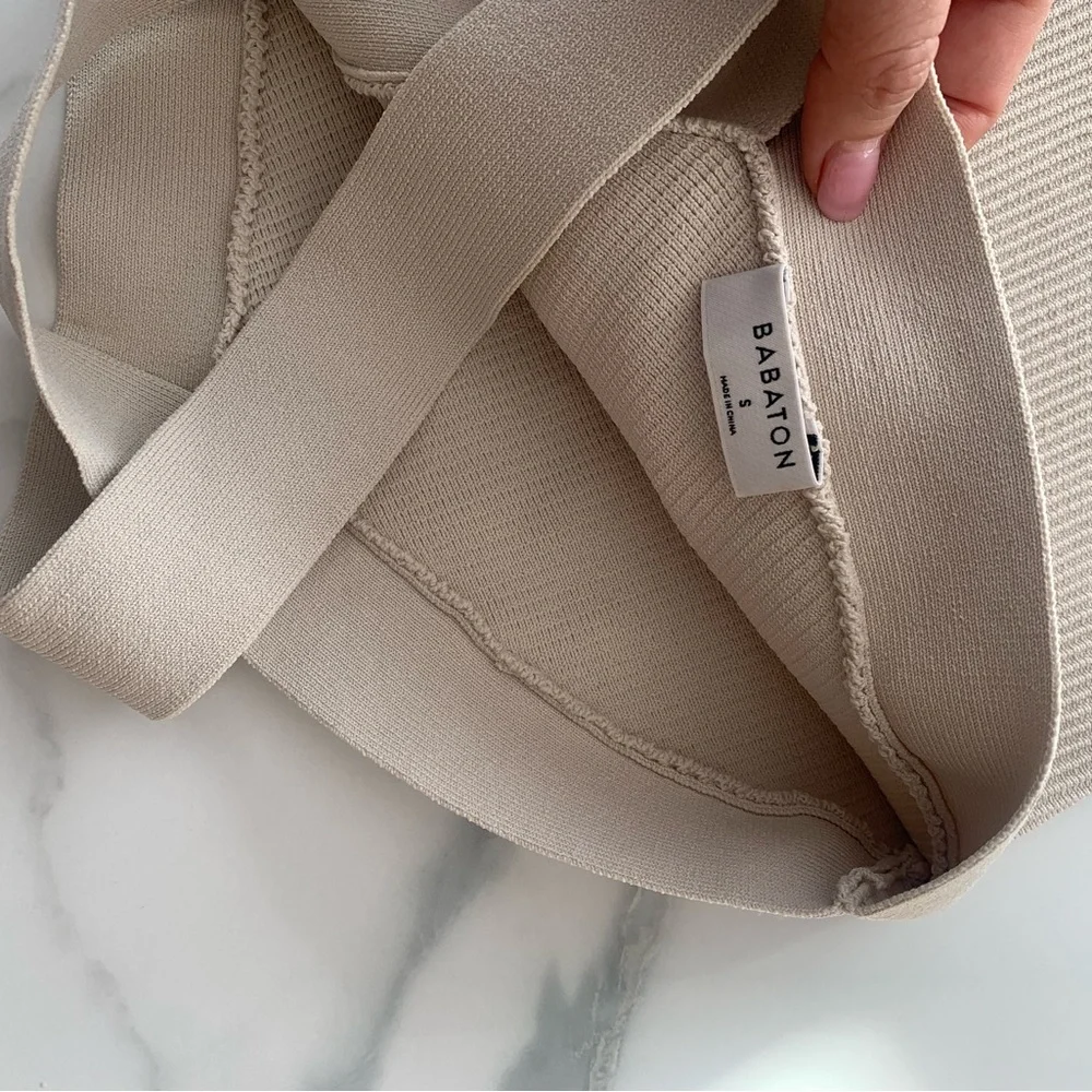 Babaton Neutral Cream Ribbed Cross-Strap Tank - Picture 3 of 3
